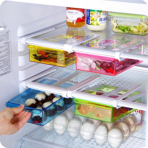 QILZO® Caja de almacenaje para Nevera Congelador Organizador de alimentos con asa 29x19,5x10 cm Organizador transparente plástico ideales para cocina Fabricado en España 